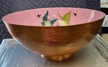 Enamel over Copper Footed Bowl