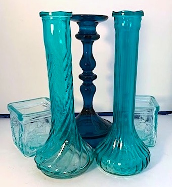 Teal Green Glass Votive Candle Holder