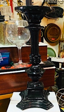 Gloss Black Ornate Candle Holder