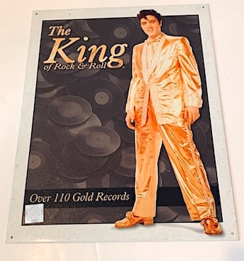 Elvis Presley's Gold Lam� Suit Metal Sign
