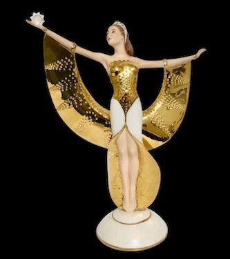 1980s Art Deco Revival Figurine Goddess in Gold