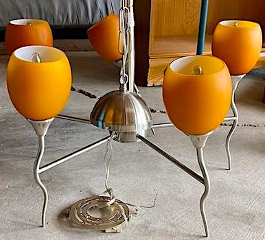 Italian Frosted Mustard Ceiling Lamp Mid Century Modern