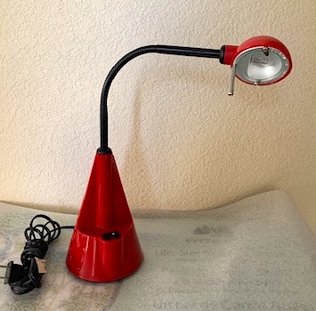Mid Century Vintage Memphis Milano Style Red Lamp 1980s