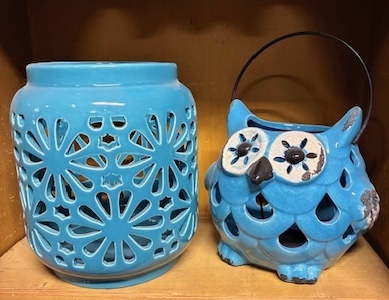 Tin Copper Lanterns with Candle Faux Pillar Battery Operated