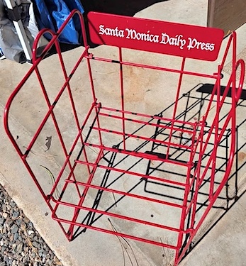 Vintage 1970s Newspaper Red Wire Stand