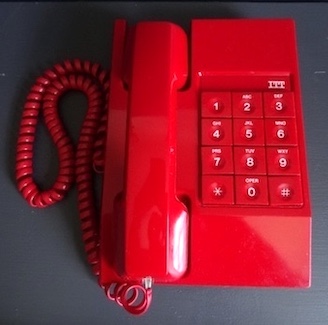 1980s Red Push Button Wall Phone
