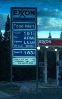 From the Exxon station just north of campus, sending a message to ExxonMobil and pulling a stunt that got them in the Reno Gazette-Journal