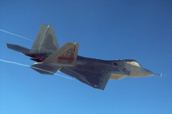 F-22 Raptor, side view.