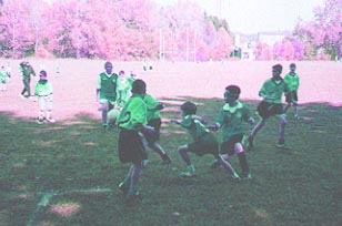 Where's the ball?  - appears to be launched goalwards