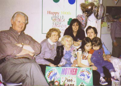 Brigid on 100th Birthday with generations