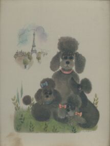 mom and her 3 pups in paris