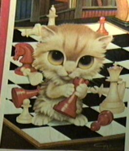 kitten on chess board