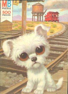 Dog at railroad station