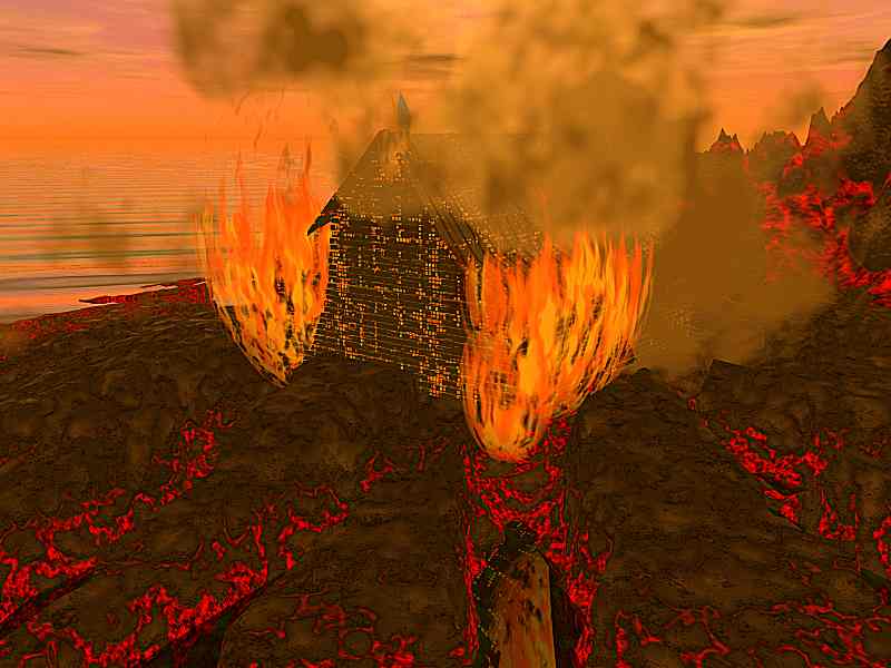 [red sunset with hot house]