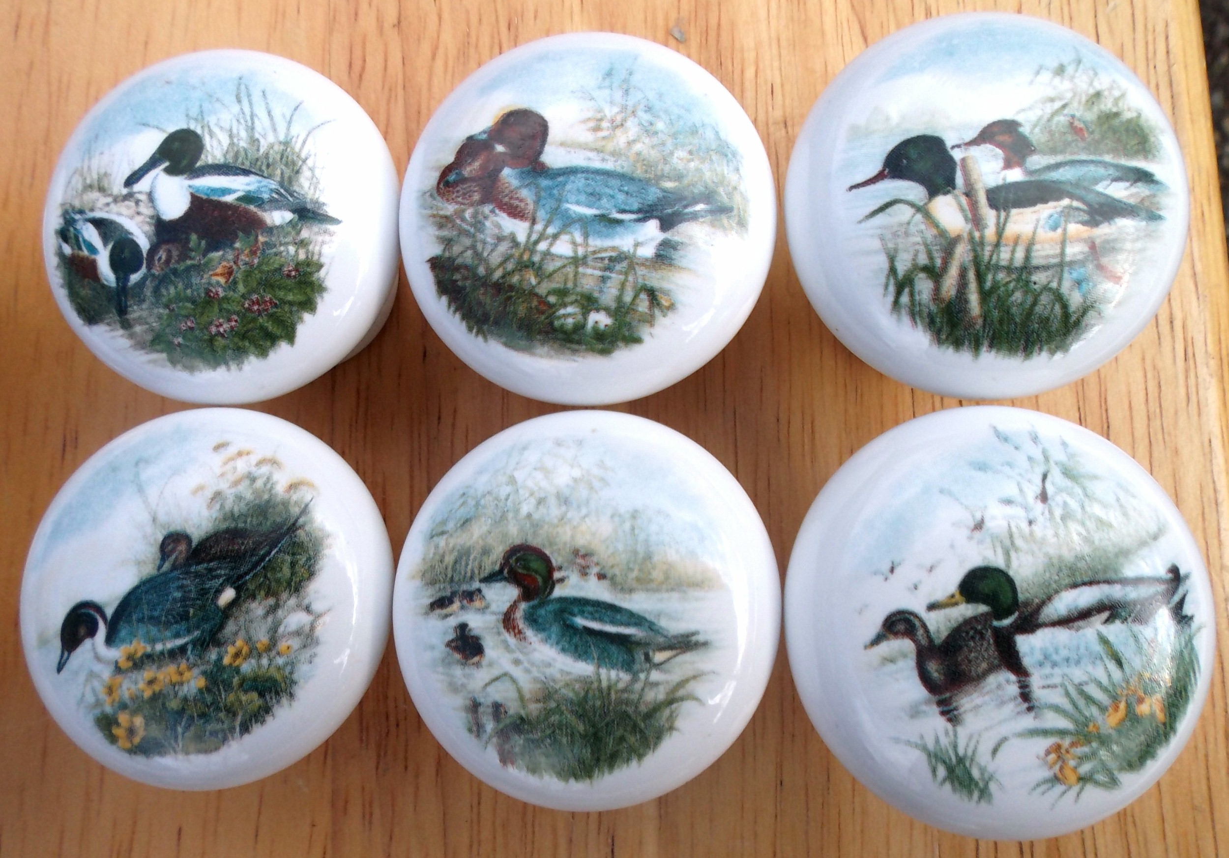 CERAMIC CABINET KNOB DUCKS DUCK MALLARD