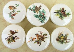 CERAMIC CABINET KNOB DOMESTIC BIRDS