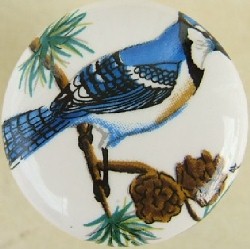 CERAMIC CABINET KNOB BLUE JAY