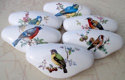 CERAMIC drawer pulls DOMESTIC BIRDS