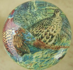 CERAMIC CABINET KNOB PHEASANT PHEASANTS 