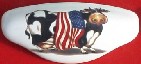 CERAMIC CABINET KNOB  DRAWER PULL COW PATRIOTIC