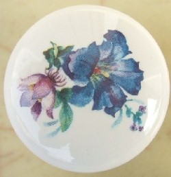  Cabinet Knob Blue Flower