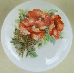 Cabinet Knob Orange Poppy FLOWER
