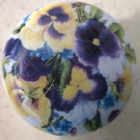 CERAMIC CABINET KNOB  PANSY FLOWER 
