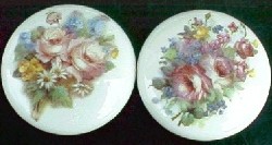 CERAMIC CABINET KNOB  PINK ROSE ROSES pulls flower