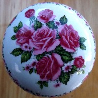 CERAMIC CABINET pull KNOB  PINK PINK ROSE ROSES flower