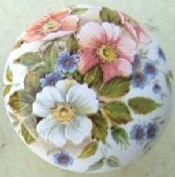 Cabinet Knob Pink White Blue Flowers
