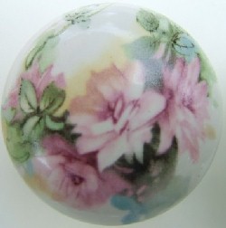Cabinet pull Knob Pink Rose Spray flower