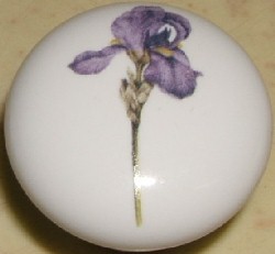 Cabinet Knob Purple Iris pulls flower