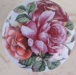 Cabinet pull Knob Rose Bouquet flower