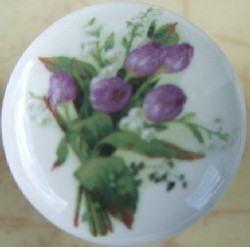 Cabinet Knob Purple Tulips pulls flower