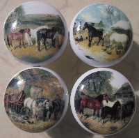 CERAMIC CABINET KNOBS KNOB DRAWER PULL HORSE  