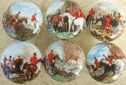 CERAMIC CABINET KNOBS FOXHUNT SCENES FOX HUNT