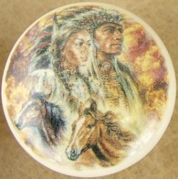 CERAMIC CABINET KNOBS KNOB HORSE INDIAN MAID SOUTHWEST SOUTH