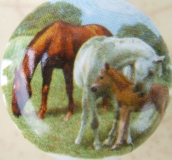 CERAMIC CABINET KNOBS KNOB HORSE FAMILY