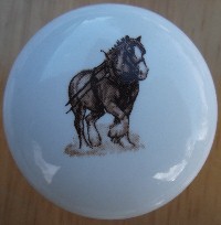 CERAMIC CABINET KNOBS KNOB HORSE CLYDESDALE