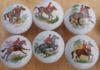 CERAMIC CABINET KNOBS FOXHUNT SCENES FOX HUNT