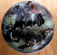 CERAMIC CABINET KNOBS KNOB HORSE FOXHUNT SCENE