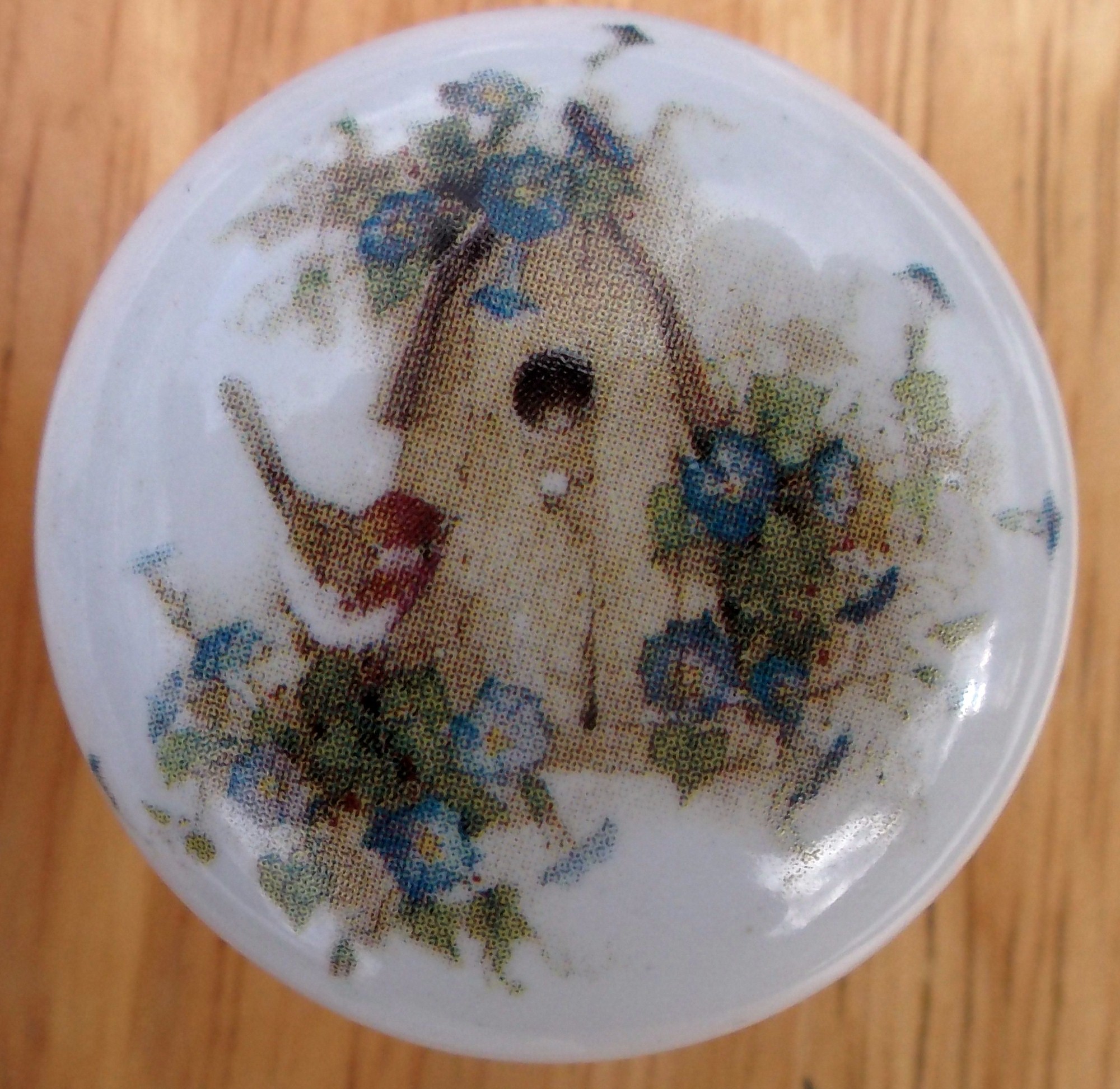 Cabinet Knob Birdhouse w/Blue Flower