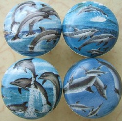 CERAMIC CABINET KNOB SALT WATER  FISH DOLPHINS DOLPHIN available at mariansceramics.com