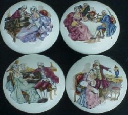 Cabinet knobs w/ Victorain Romance Scene