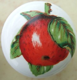 CERAMIC CABINET KNOB KNOBS FRUIT APPLES APPLE