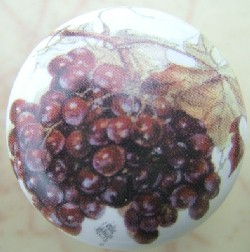 CERAMIC CABINET KNOB KNOBS PURPLE GRAPES GRAPE