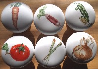 CERAMIC CABINET KNOB KNOBS vegetables VEGATABLES CARROT ONION BEET TOMATO