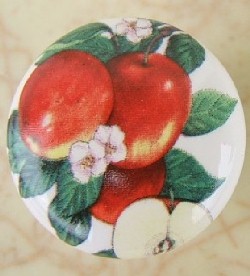 CERAMIC CABINET KNOB KNOBS FRUIT APPLES APPLE