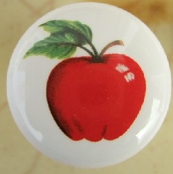 CERAMIC CABINET KNOB KNOBS FRUIT APPLES APPLE