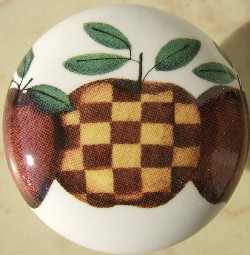 CERAMIC CABINET KNOB KNOBS FRUIT APPLES APPLE
